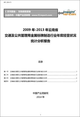 2009-2013年云南省交通及公共管理用金属标牌制造行业经营状况分析年报